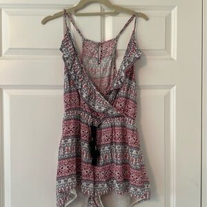 American Eagle Outfitters Red Paisley V-neck Romper